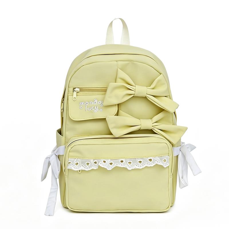

Bow Lace Student Schoolbag Large Capacity Women s Backpack жовтий