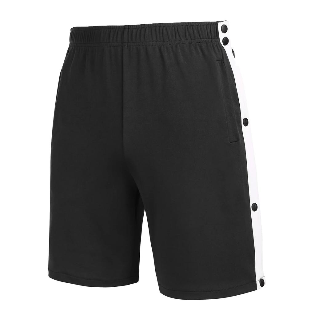 Pantaloncini sportivi da uomo con bottoni laterali, vestibilità larga, elastico in vita, abbigliamento sportivo, pantaloncini casual da allenamento