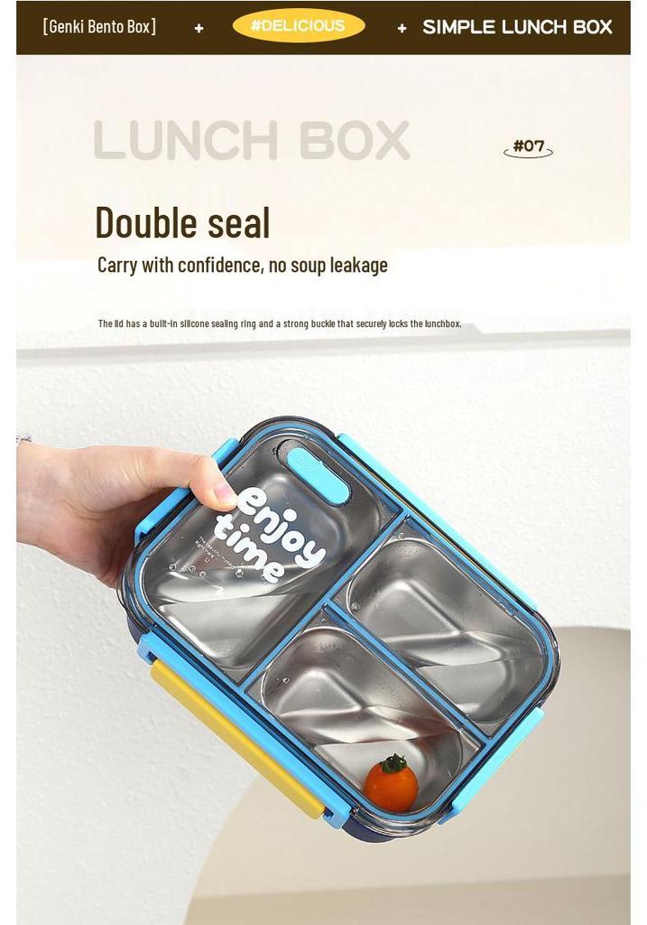 304 Stainless Steel Insulated Lunch Box, Food Grade, Two Compartments with Soup Bowl for Students or Office Workers