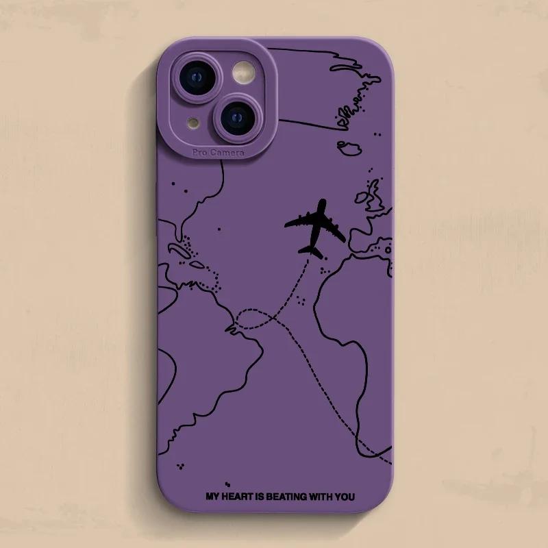 Travel-nspired Airplane Route Desian Phone Case For iPhone 16 15 14 13 12 11 Pro Max Mini 7 8 Plus X XR XS Soft Silicone Cover