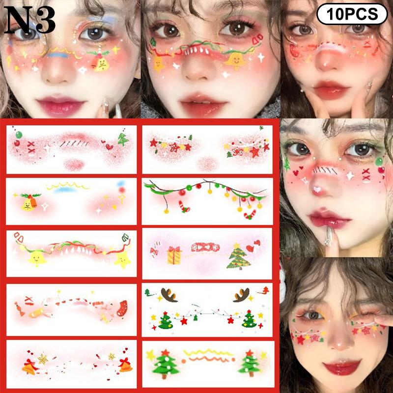 Christmas Face Sticker Corner Of Eyes Sticker Temporary Tattoos Body Art Party Self Adhesive Love Creative Cute Colorful Sweet