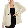 Women Fall Spring Suit Coat Formal Business Style Button Closure Cardigan Solid Color Plus Size Loose Lapel Long Sleeve Pockets OL Commute Jacket
