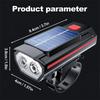 Bicycle Headlight with Horn 120DB Horn Solar Charging Ultralight Bike Headlight MTB Road Bike Front Lamp Flashlight Bike Light