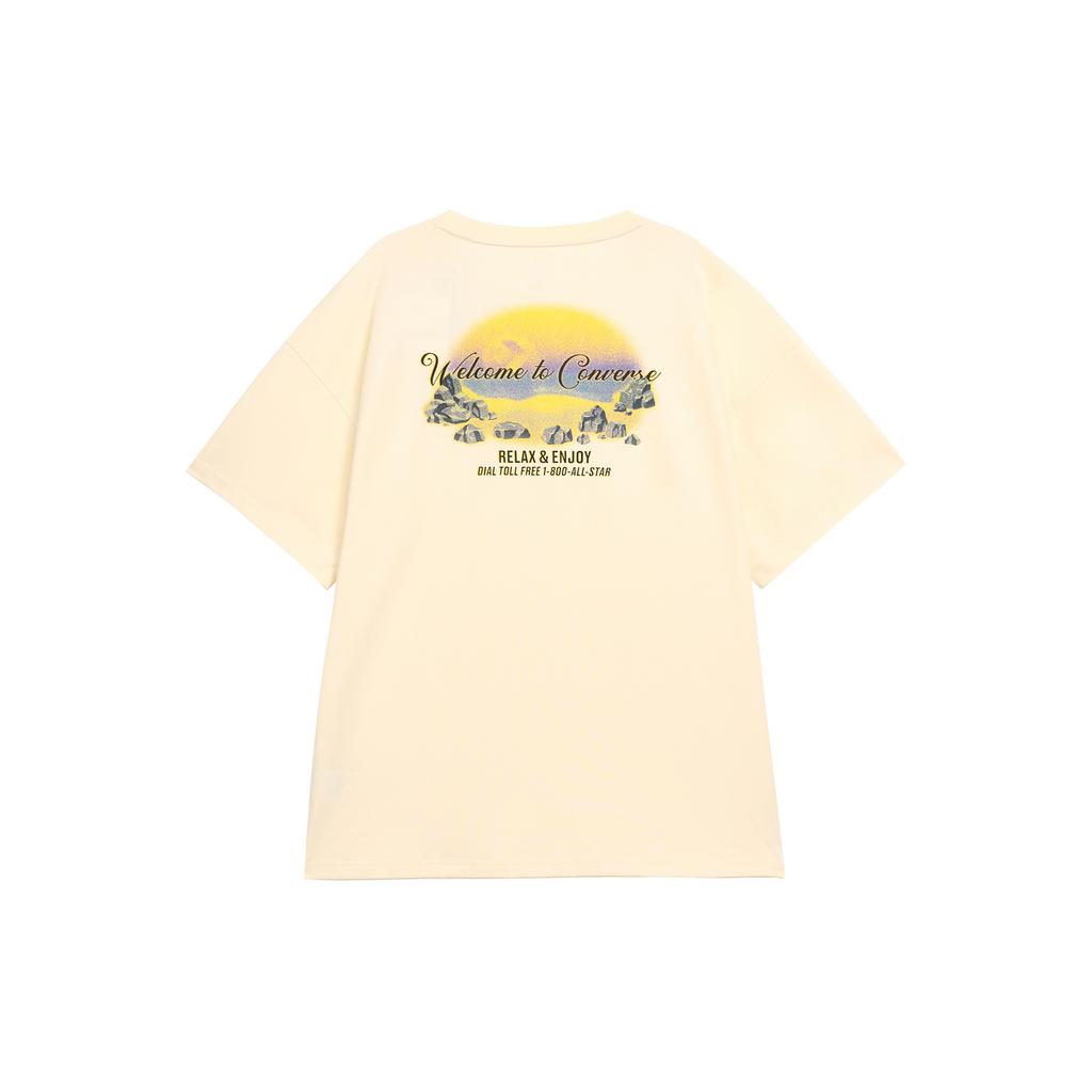 Converse T Shirts Unisex Beige Crew Neck Moderate Straight Fit 10025852-A02