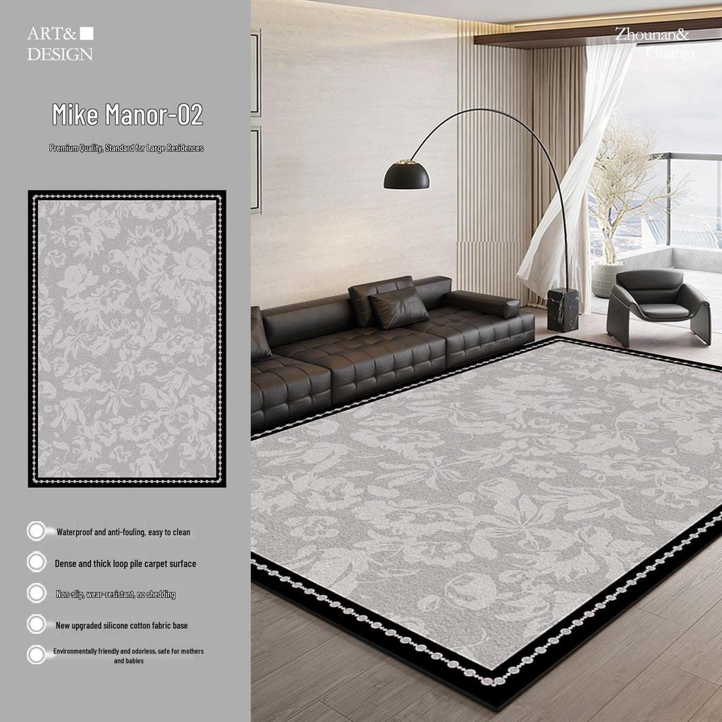 2026 French Vintage Style Luxury Light Living Room Rug - Wash-Free, Wipeable, Formaldehyde-Free, Short Pile Floor Mat