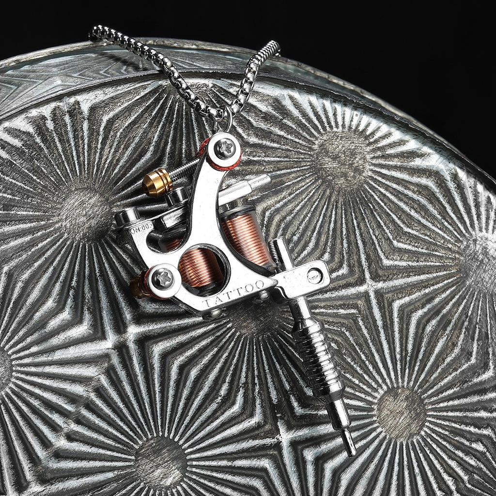 Men Charm Tattoo Machine Stainless Steel Jewelry Necklaces With Pendant For Male Women Punk Hip Hop Accessories Gifts