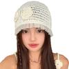Korean Version of Mesh Three Dimensional Flower Head Hat for Women In Summer Breathable and Fashionable Face Showing Small Hat White Hollow Head Hat