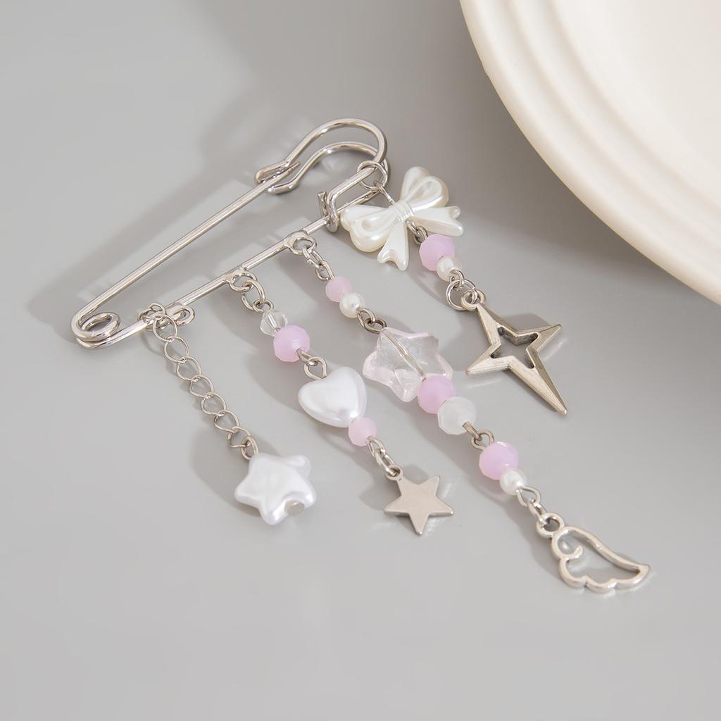 Pastoraler Stil Sternlegierung Anhänger Brosche Girly Herz Perlen DIY Tasche Zubehör