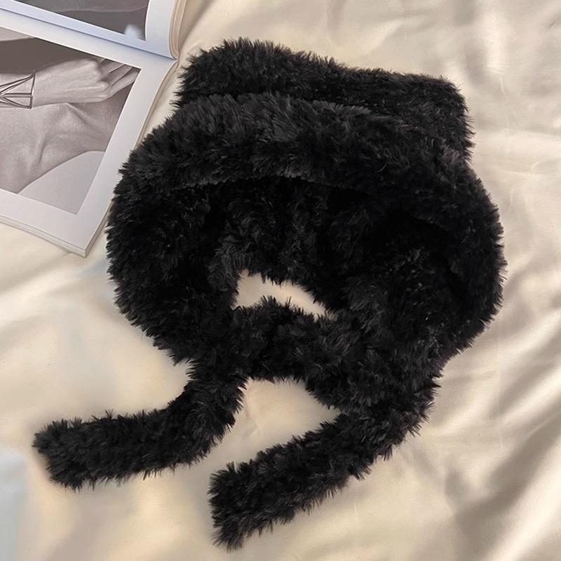 Căciulă caldă de pluș cu urechi de ursuleț și pisică, cu fundă, pentru femei – Protecție pentru urechi de toamnă/iarnă cu design cu față deschisă