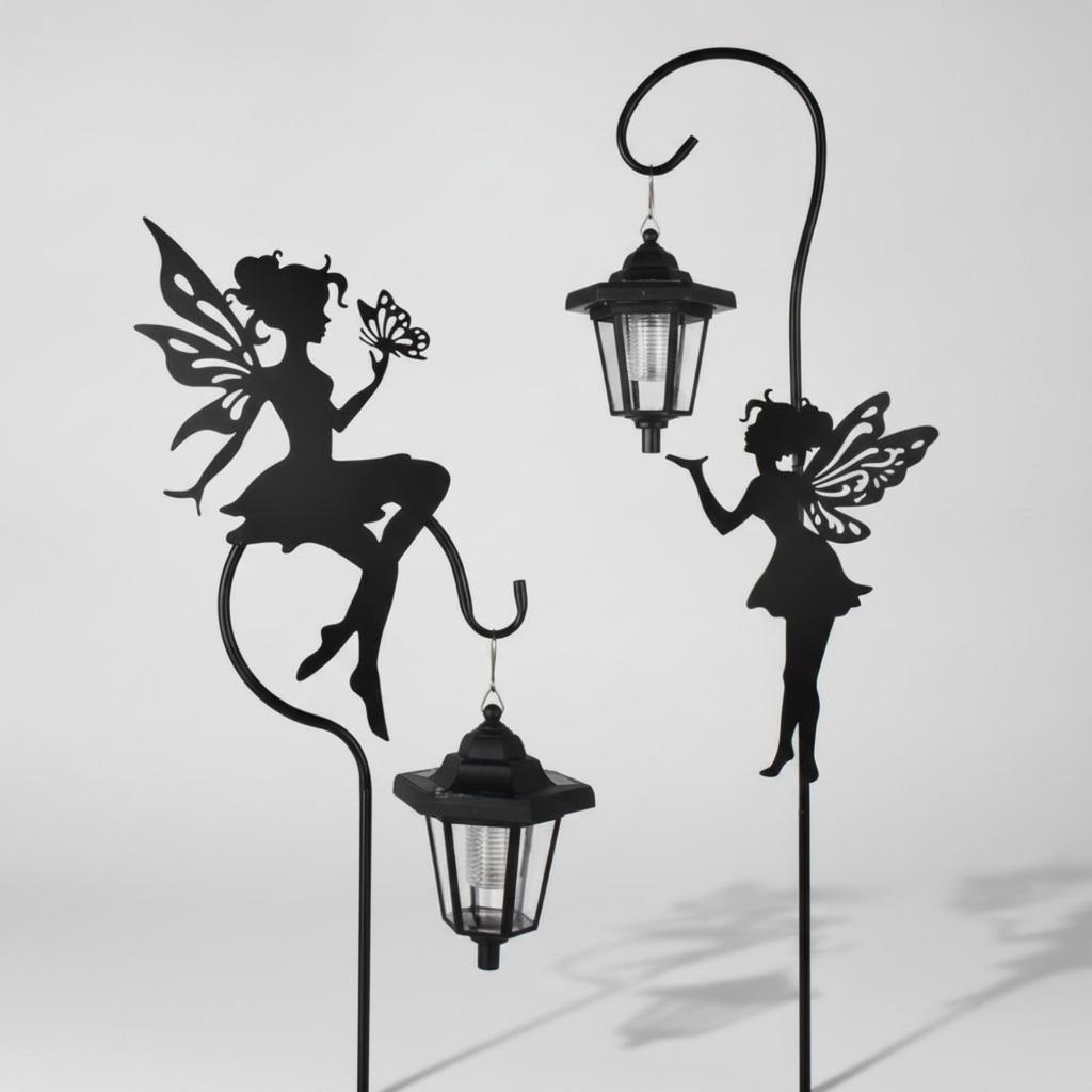 Fairy Garden Lantern Stakes Whimsical Solar with Stake Cordless for Lawn