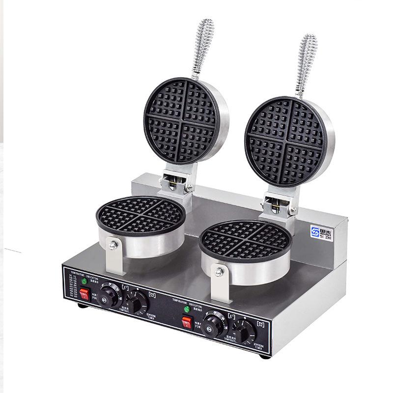 Heart-Shaped Double-Headed Commercial Waffle Maker with Electric Griddle