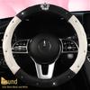 All-Season Suede Steering Wheel Cover with Rhinestones and Crown for Cars, Trucks & SUVs
