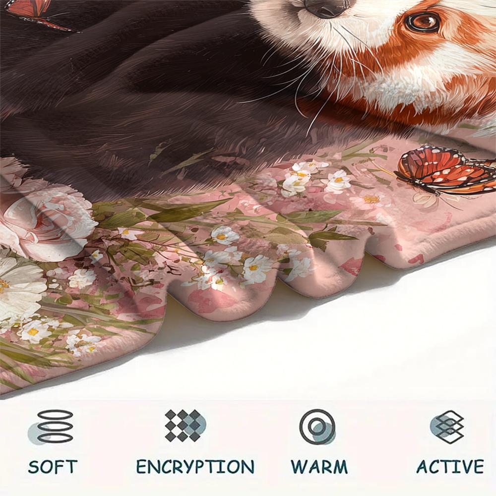 Pink Red Panda pattern Flannel Blanket, High quality Comfortable for All Seasons, Home Decor, Warmth and Comfort, Perfect for Gifts.
