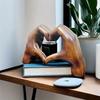 1pc Resin Heart-shaped Handmade Sculpture Decoration Statue Love Art Family Office Bookshelf Living Room Decoration Gift