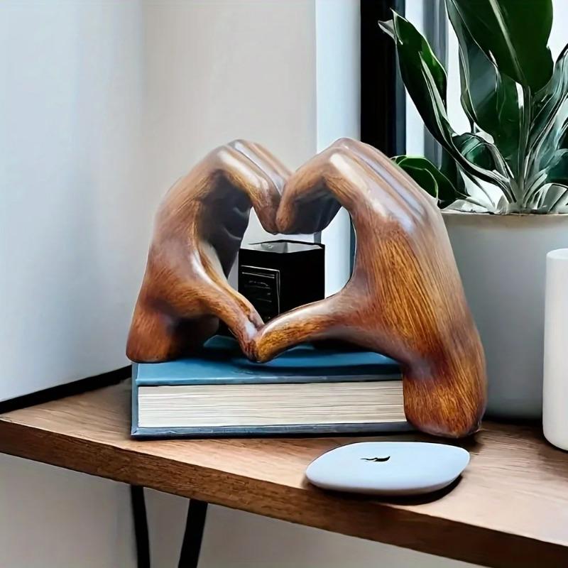 1pc Resin Heart-shaped Handmade Sculpture Decoration Statue Love Art Family Office Bookshelf Living Room Decoration Gift