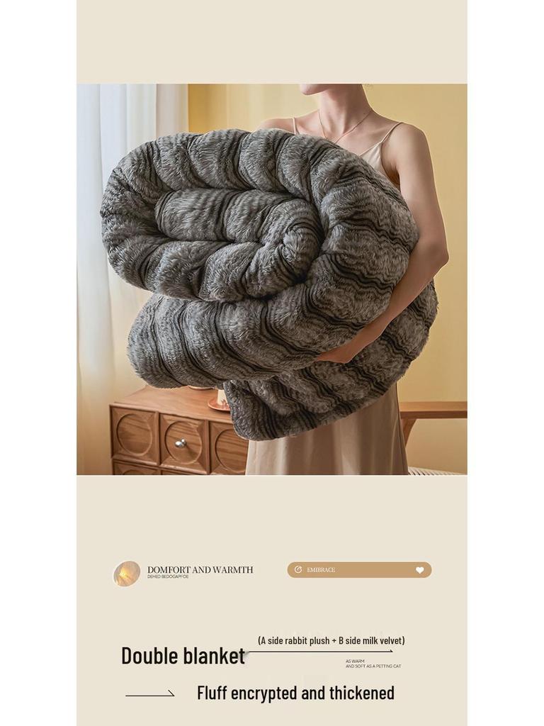 Luxury Winter Shu Cotton Velvet and Lamb Wool Blanket