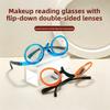 New Ladies Cosmetic Presbyopia Glasses with Circular Frame Vintage Flip Top Makeup Personality Reading Eyeglasses Diopter To+4.0