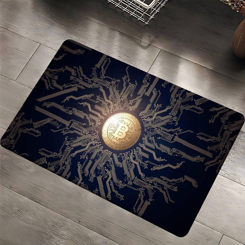 B-Bitcoin Logo Küchenmatte Kinderzimmer Schlafzimmer Dekoration Balkon Rutschfeste Fußmatte Wohnzimmer Alfombra