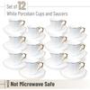 Espresso Cups and Saucers, 2.4 Oz, Set of 12, Gold Rim, Demitasse Espresso Cups, Porcelain Espresso Cups with Saucer