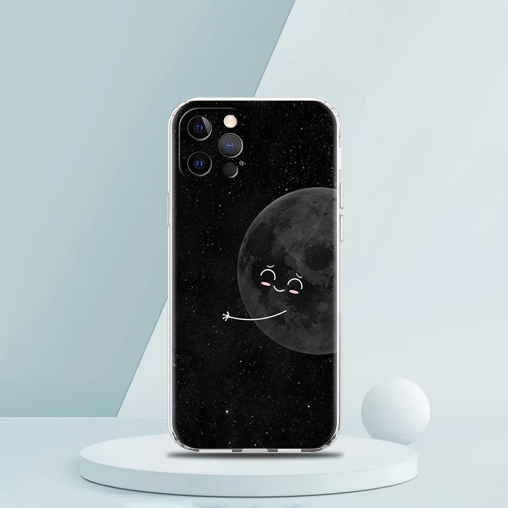 Couple Cartoon Aesth Sun Moon Luxury Phone Case For iPhone 16 15 14 13 12 11 Pro Max XS X XR SE 7 8 Plus Silicone Clear Cover