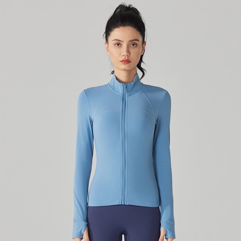 

Women s Warm Long Sleeve Yoga Jacket - Winter/Autumn Thickened Sports Suit with Zipper and Stand Collar for Fitness & Running M