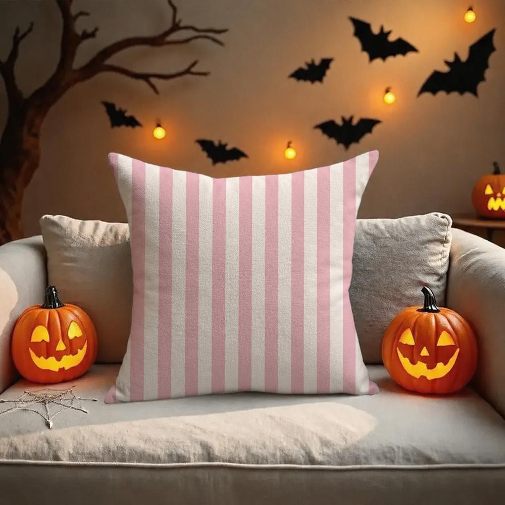 Con Rayas Rosas De Art Cushion Cover Halloween Decoration Trick Or Treat Cushion Cover Ghost Pumpkin Head Bat Decoration