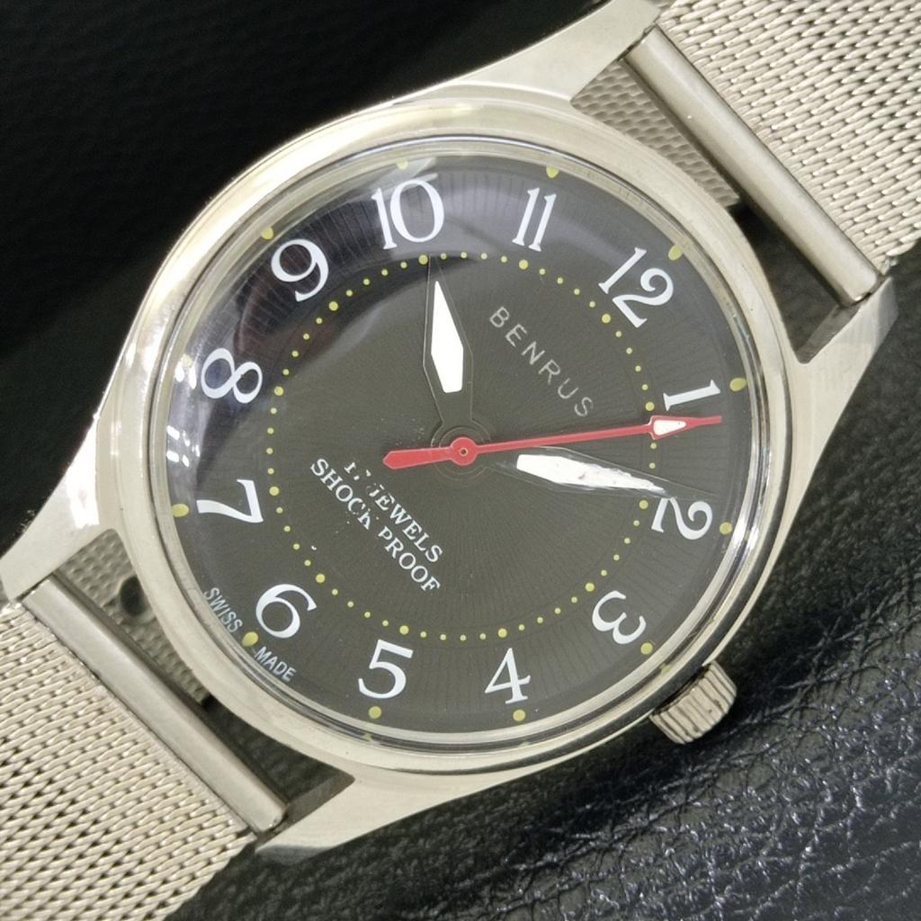 

ШВЕЙЦАРСКИЕ МУЖСКИЕ ВИНТАЖНЫЕ ЧАСЫ BENRUS С РУЧНЫМ ЗАВОДОМ, ЧЕРНЫЙ ЦИФЕРБЛАТ, a500426-2 R151c-a500426