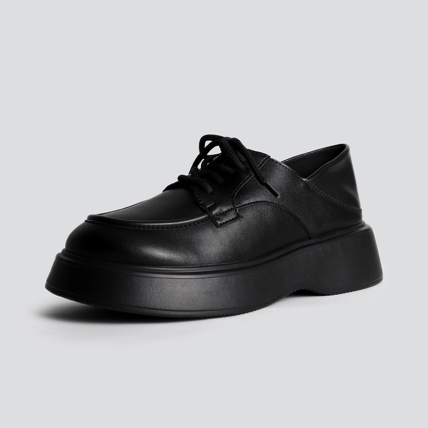 

Fashion thick-soled thick-heeled versatile fashion single shoes for women 2025 spring new uniform casual solid color small leather shoes for women 40