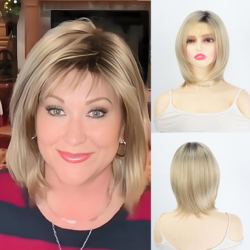 

Female Oriented Fashionable Golden Bob Synthetic Wig