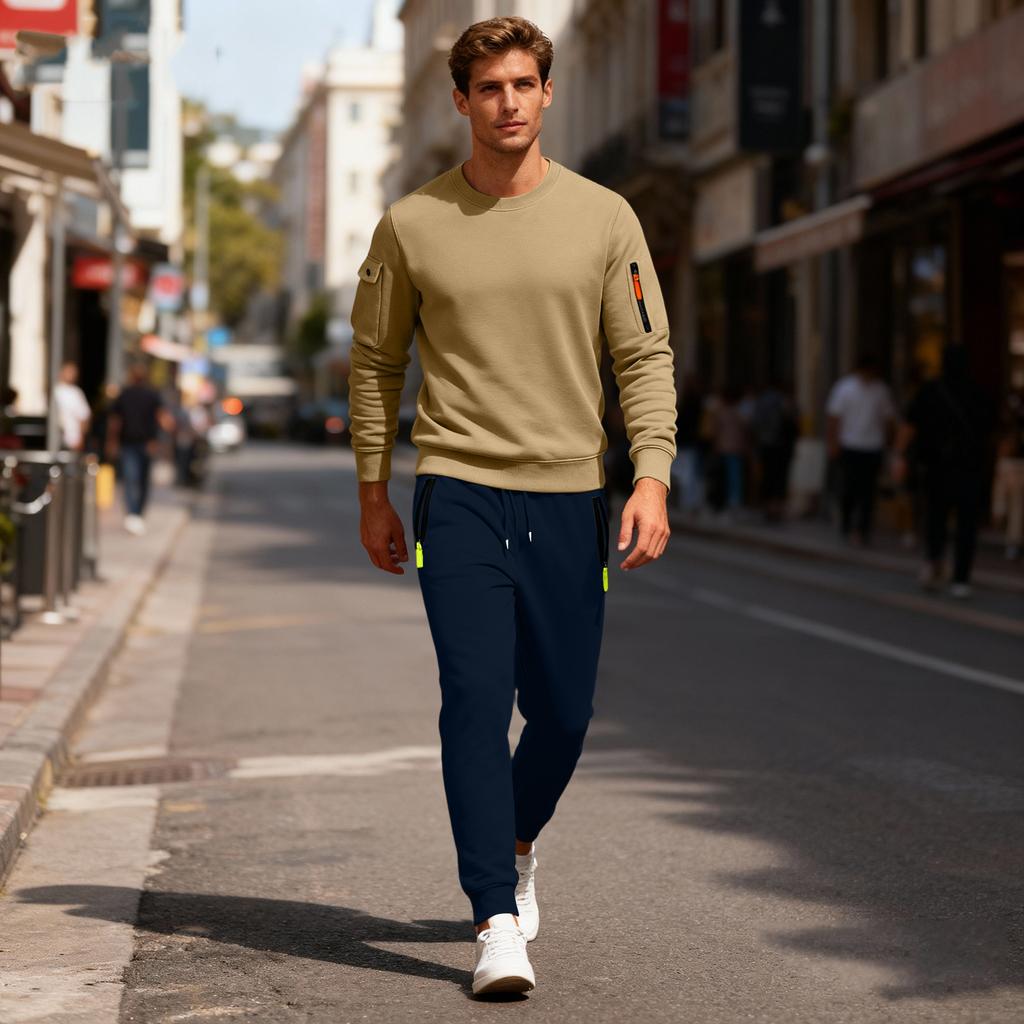 Men's Sweatshirt Suit Men's Solid Color Casual Sports Suit Sweatshirt Suit