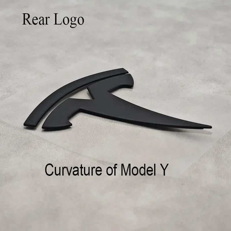 Tesla Model 3/Y Car Exterior Decoration Parts - Metal Blackened Logo Emblem Front Bumper & Rear Trunk Logo Replacement Kit