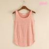 Women Summer Slub Cotton Tank Top Sleeveless T Shirt Round Neck Loose Singlets Vest Tops