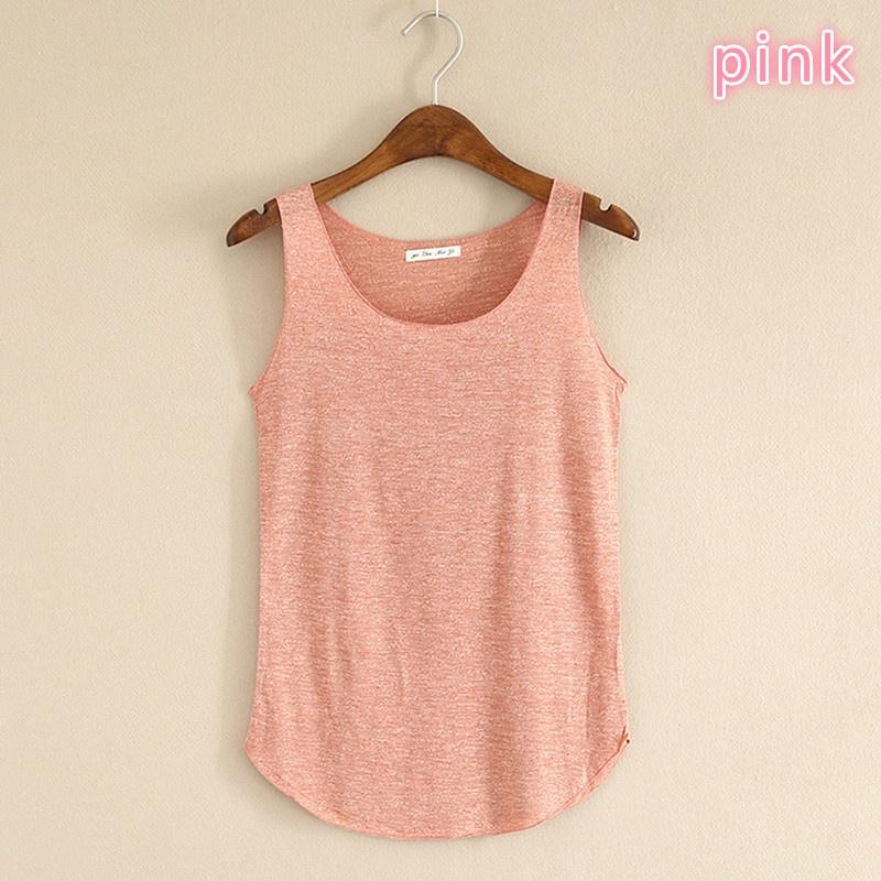 Women Summer Slub Cotton Tank Top Sleeveless T Shirt Round Neck Loose Singlets Vest Tops