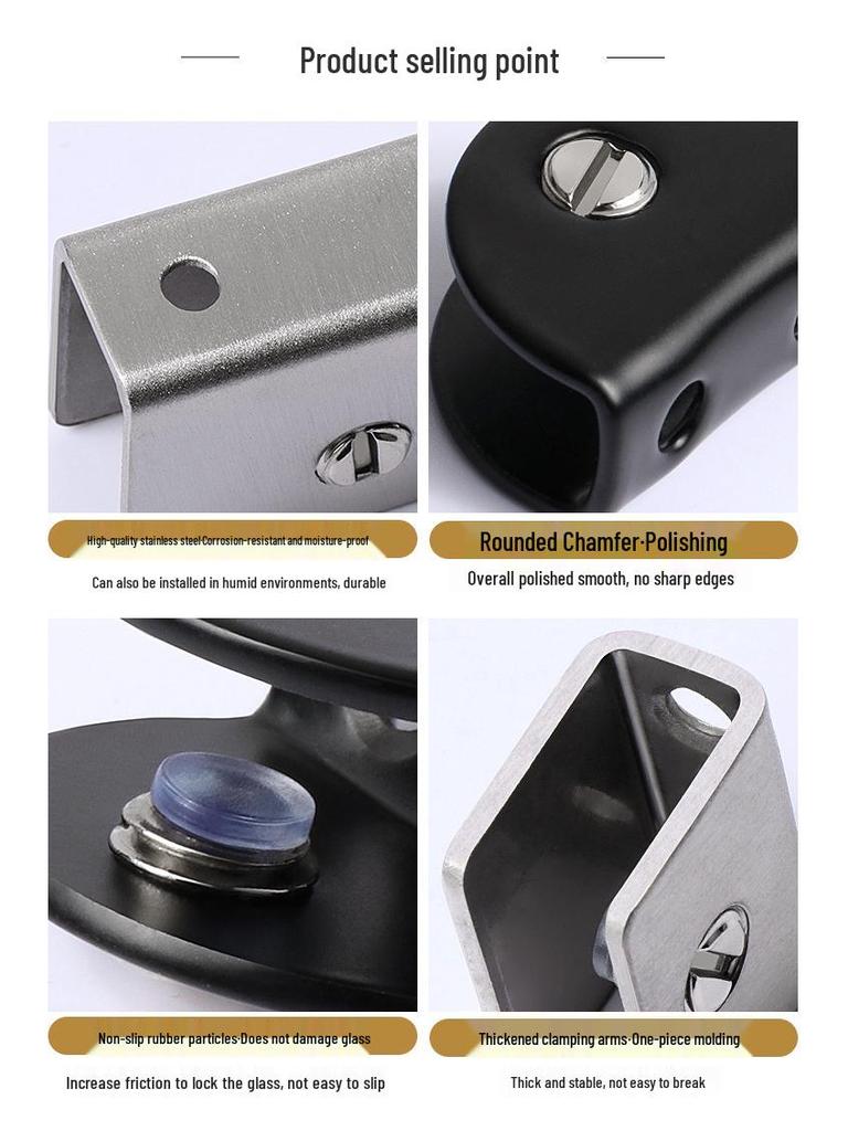 Stainless Steel Semicircular Square Glass Clamp Shelf Bracket