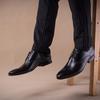 Men's Pointed Toe Leather Dress Shoes - Black European Style