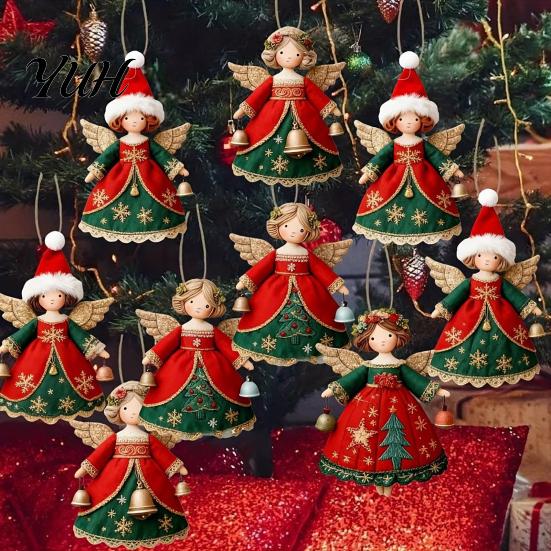 Christmas Window Display Props 6/10/12/24/36PCS 2D Flat Wooden Angel Ornaments, Hanging Decorations for Xmas Reusable Wood Holiday Tree, Wall, Window,
