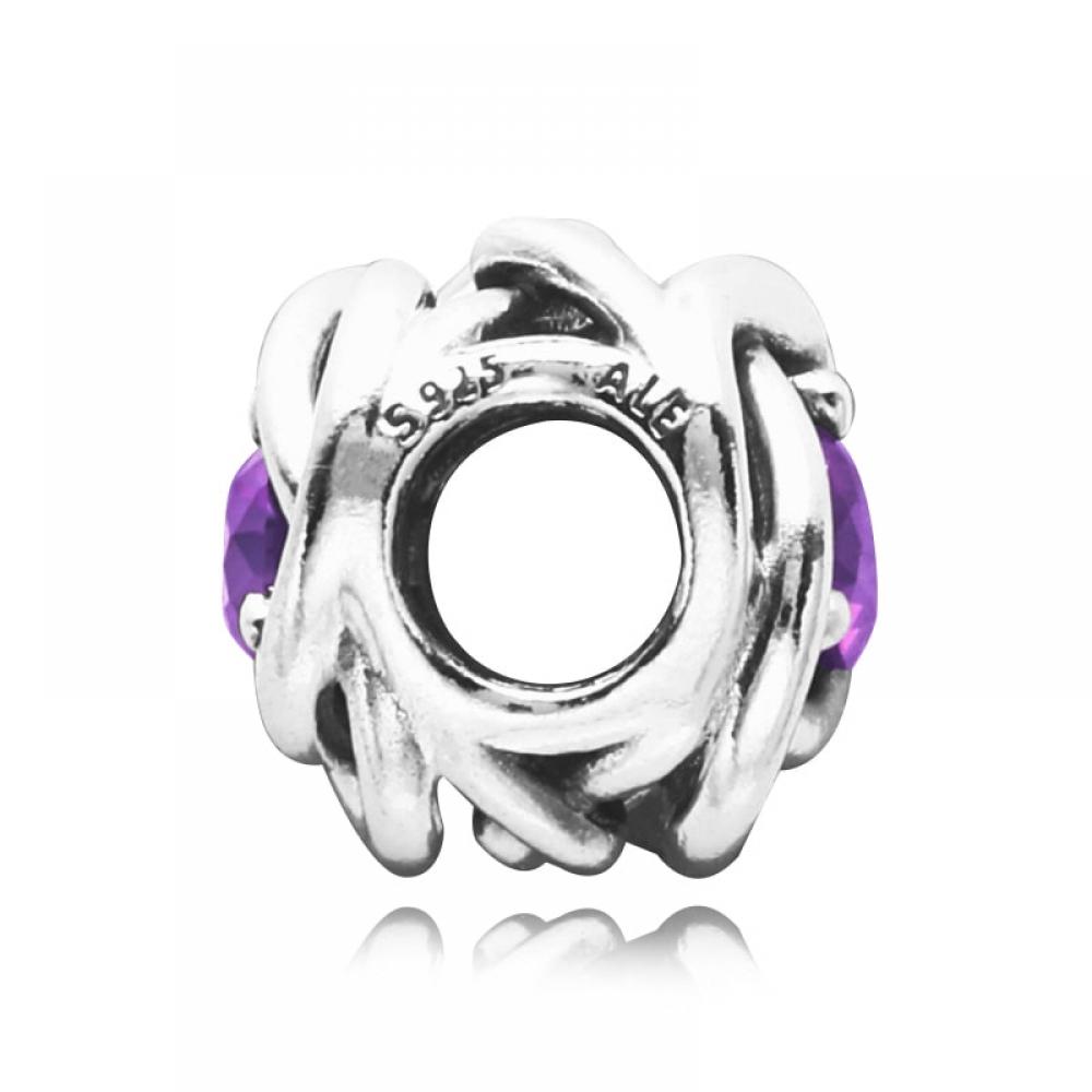 Pandora 790065c02 February Birthstone Purple Eternity Circle Silver Charm