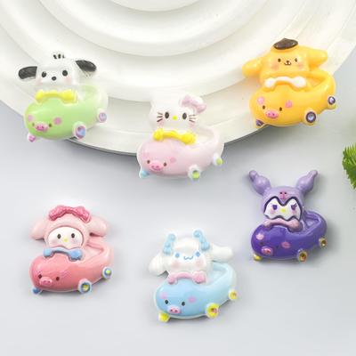 Sanrio Cartoon Animal Resin Accessories: Bumper Cars, Hair Clips, Phone Cases, Magnets, Ornaments