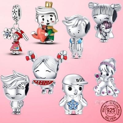 Venta Charm Niño Pequeño y Niña Pequeña Cuentas de Plata de Ley 925 Aptas para Pulsera de Charms de Moda Infantil DIY Fabricación de Joyería de Plata 925