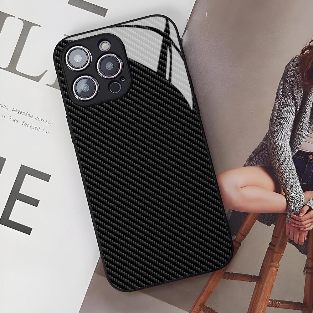 Normal Real Forged Carbon Phone Case for Iphone 16 15 14 12 11 13 Pro Max Mini X Xr Xs Se 8 Puls glass Cover