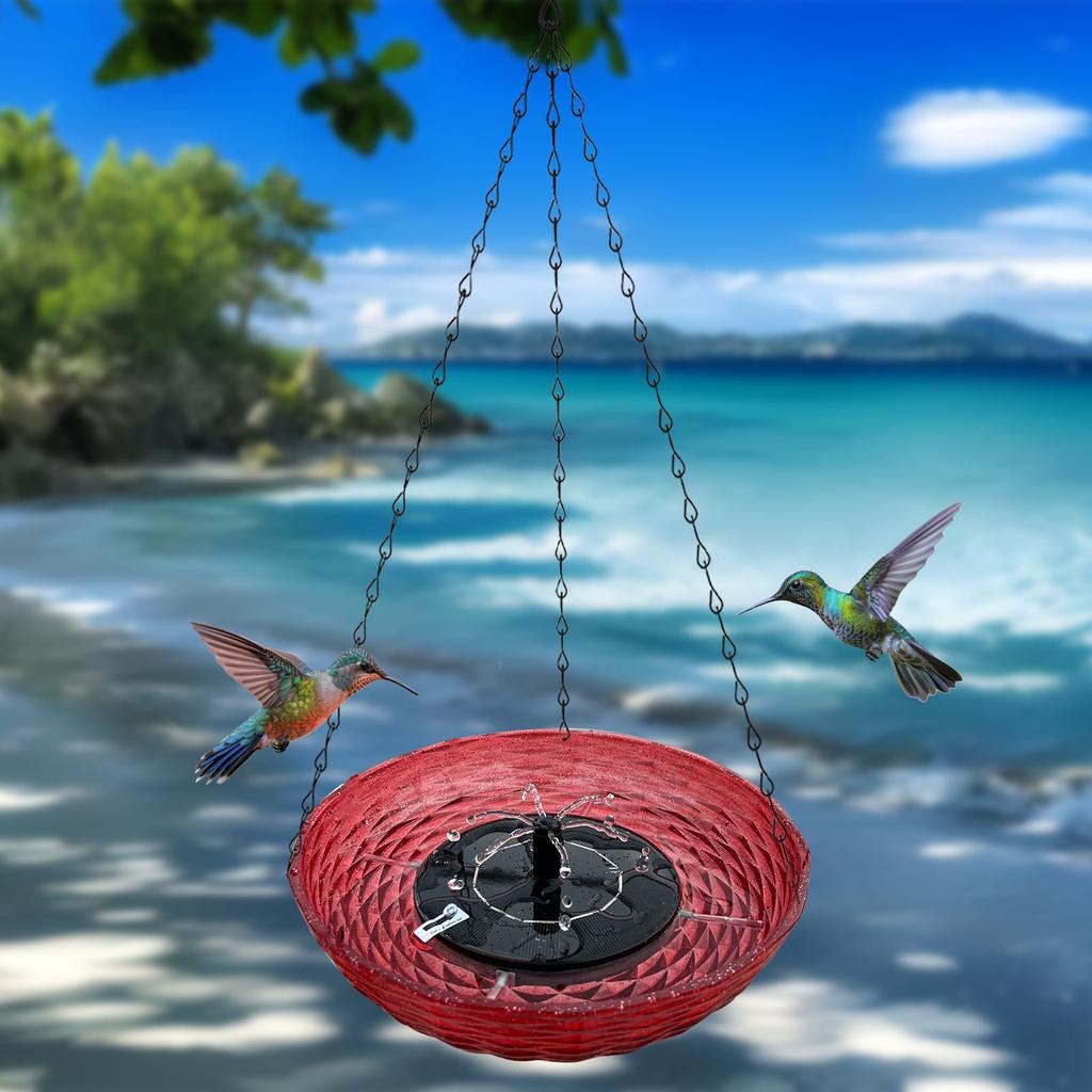 Solar Powered Birdbath with Water Pump Wildlife Feeder Hanging Solar Bird Bath Fountain for Outdoors Garden Patio Decor