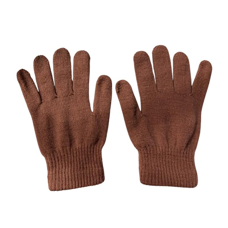 Damskie Męskie Jesienne Pogrubione Jednokolorowe Rękawice z Pełnymi Palcami Rękawice Ocieplacze na Ręce Rękawice Rowerowe dla Pary Zimowe Dzianinowe Pluszowe Rękawice