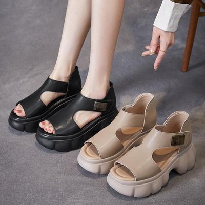 Damen Plateausandalen, Sommer Mode, Wasserdicht, Klettverschluss, zum Tragen als Oberbekleidung, Höhenverstellbare Römische Sandalen