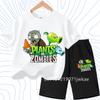 Children's Plants Vs. Zombies Short-Sleeved T-Shirt Set Summer Fashion Comfortable Top+pants for Boys and Girls