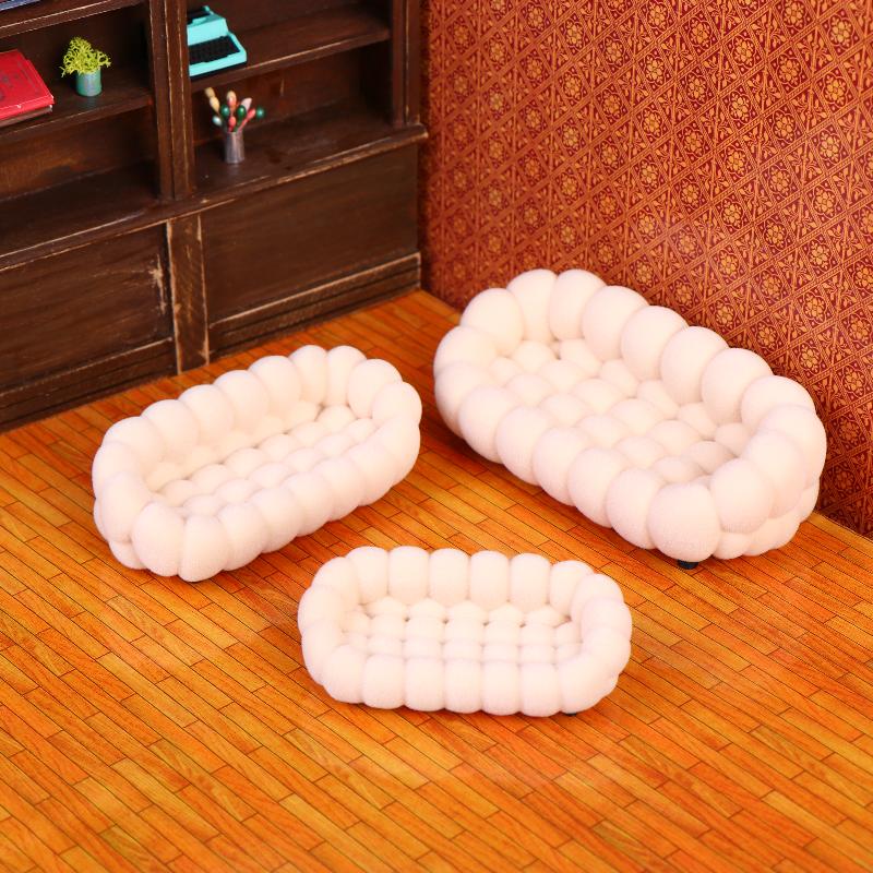 Dollhouse Simulation Cloud Sofa Model Dollhouse Living Room Furniture Decoration Dolls House Micro Scene Pretend Play Toys