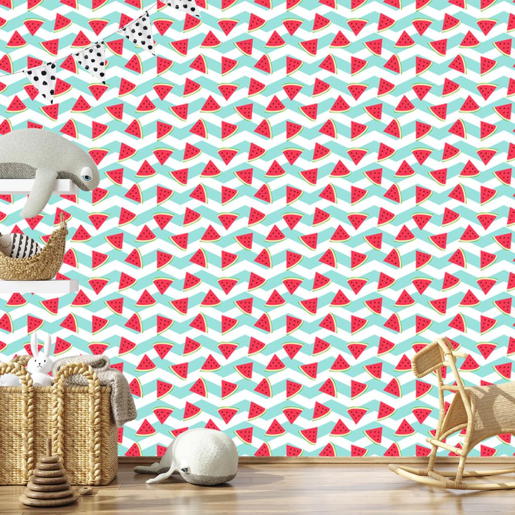 Watermelon wallpaper on a white and turquoise background for the living room and bedroom 50x1000