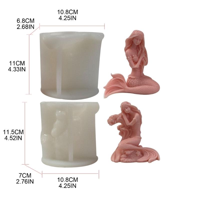 Kerzen-Silikonform Langlebig 3D Meerjungfrauen Duftkerzen-Harzform Gips-Dekorationen Form DIY Gips Aromatherapie