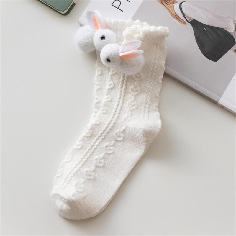Women Calf Socks Ruffle Crew Socks Cotton Bootie Socks Lolitas Loose Socks Cute Rabbit Ankle Socks JK Middle Tube Socks