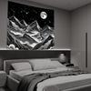 Black and White Tapestry Starry Night Mountain Tapestries for Bedroom Aesthetic Moon and Stars Tapastry's Wall Hanging Dark