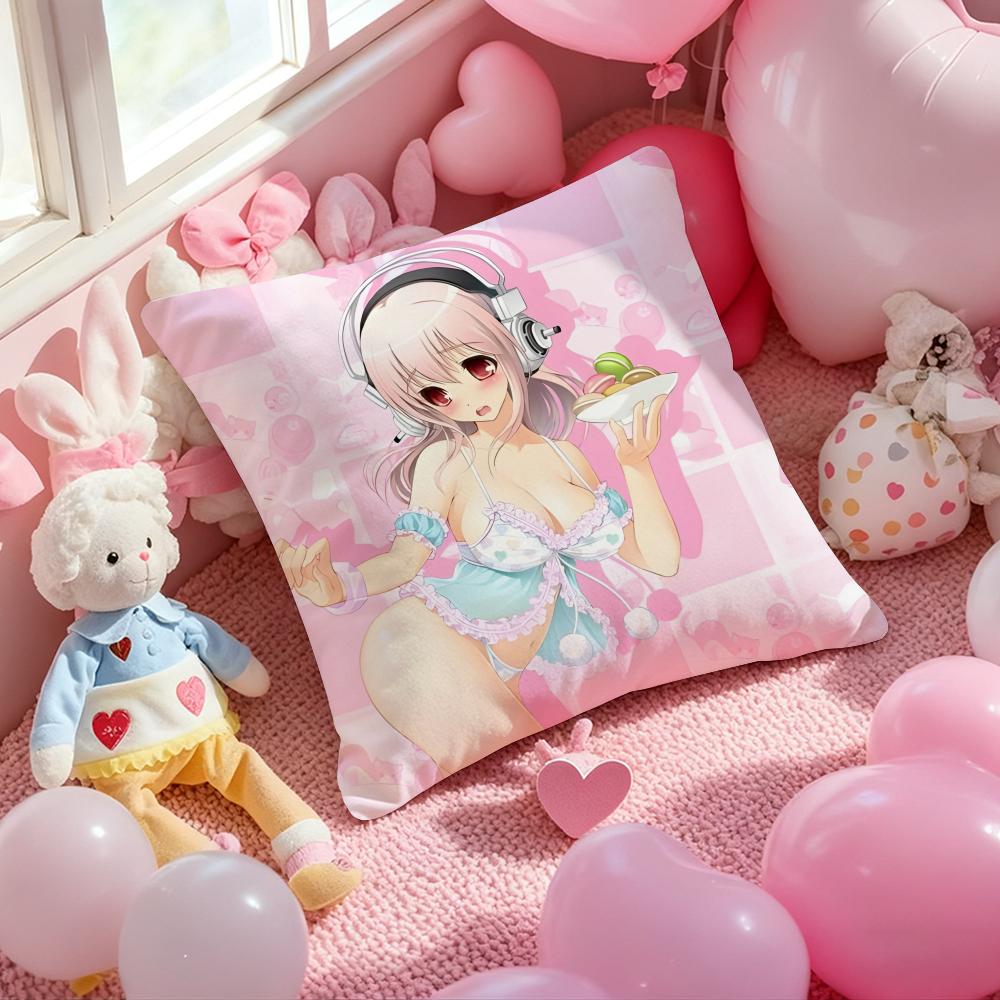 Anime Super Sonico Manga Classic Cushion Cover Pattern Printed Pillowcase for Living Room Sofa Cushion Cover & Bedroom Decor